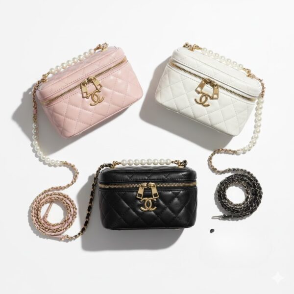 CHANEL Cosmetics Vanity Handbag Black Gold CHANEL Cosmetics Vanity Handbag Black Gold