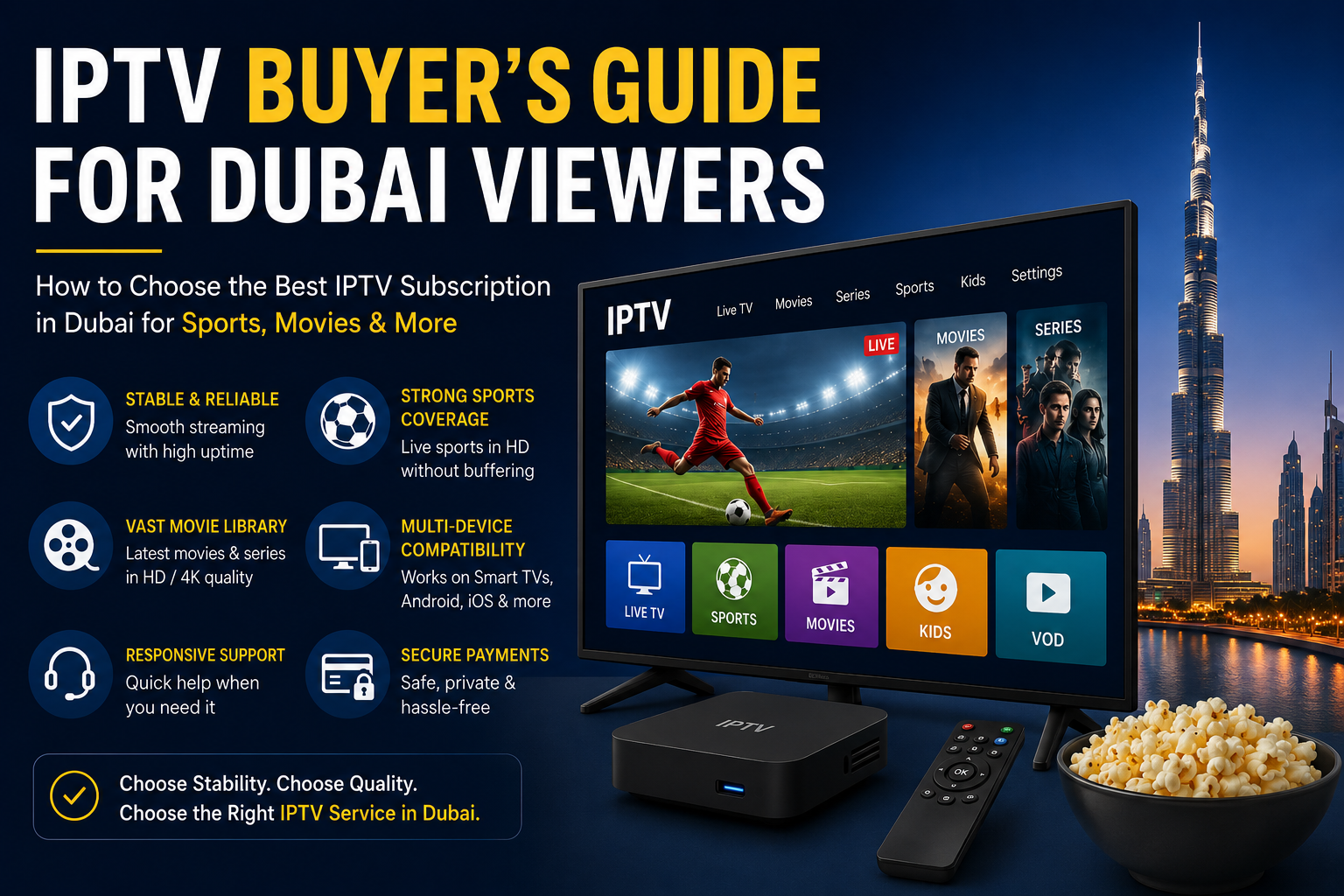 IPTV service provider in Dubai: Sports & Movies Buyer Checklist