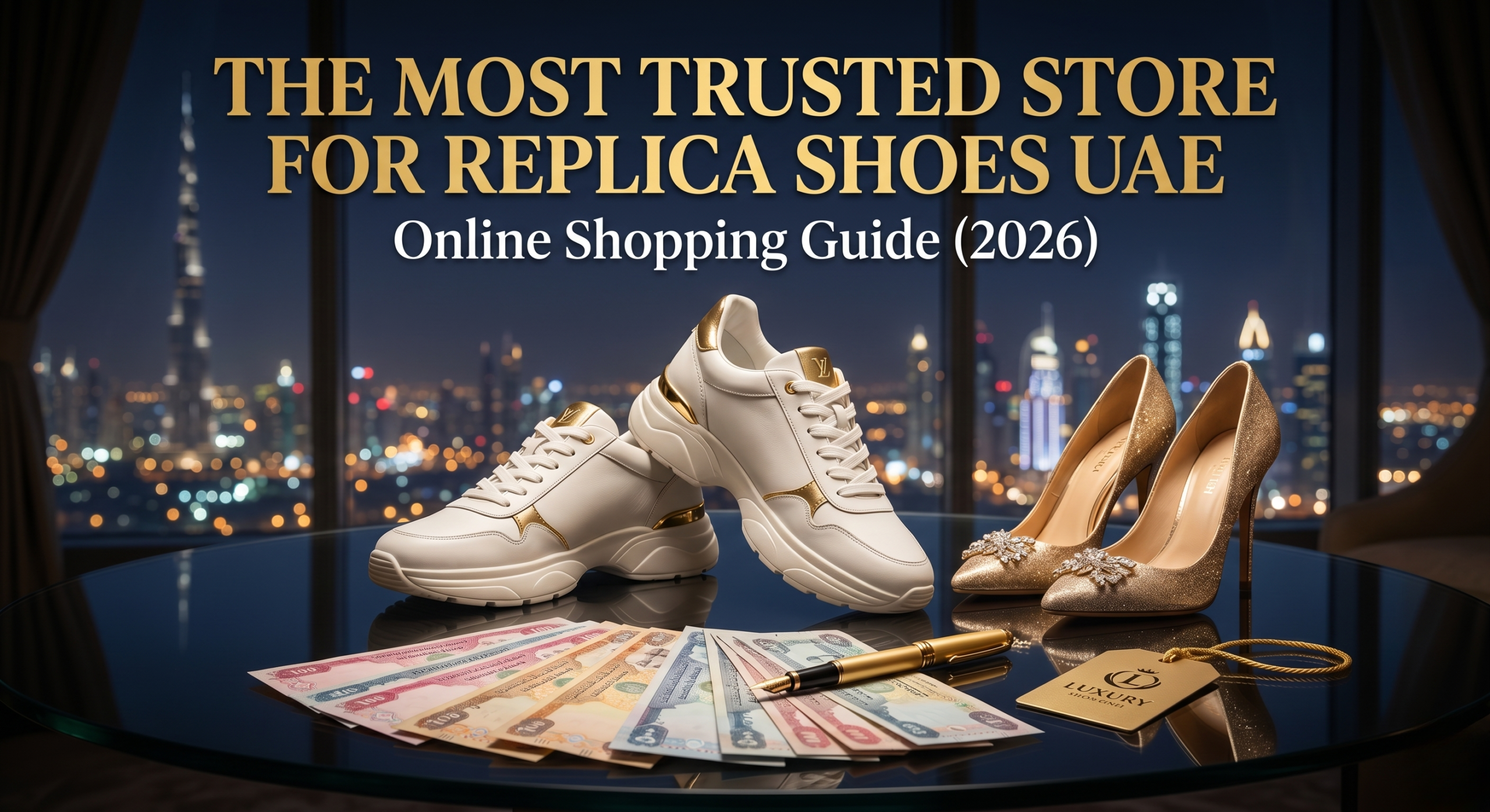 The Most Trusted Store to Buy Online Replica Shoes UAE" in bold letters.