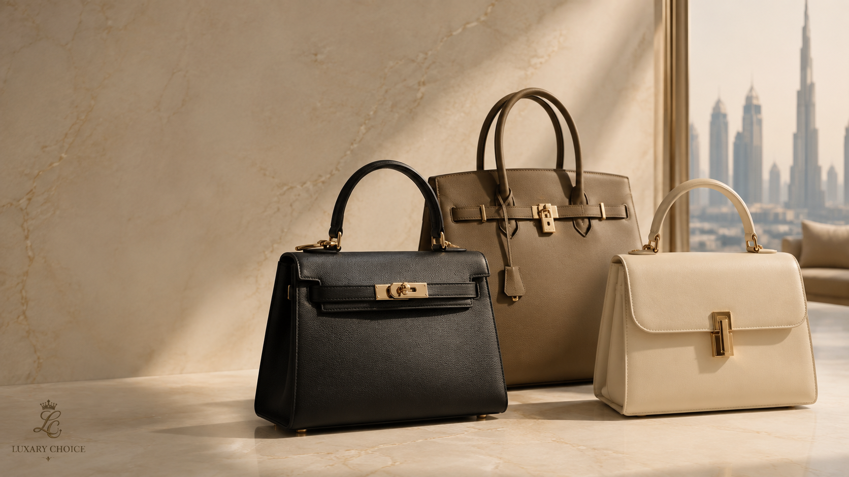 High quality replica bags showing leather, stitching, hardware and structured handbag construction