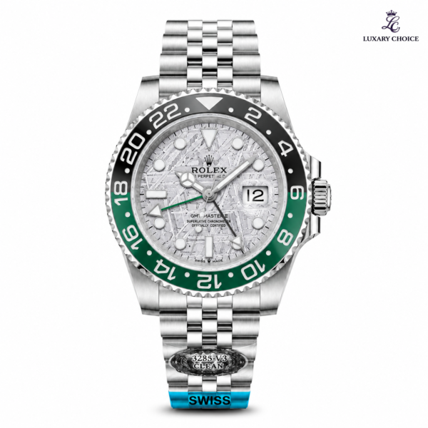 Rolex GMT-Master II White Meteorite Dial – Green and Black Bezel Watch Rolex GMT-Master II White Meteorite Dial with green and black bezel