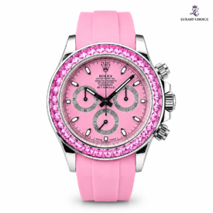Rolex Cosmograph Daytona vibrant pink sapphire bezel luxury chronograph watch