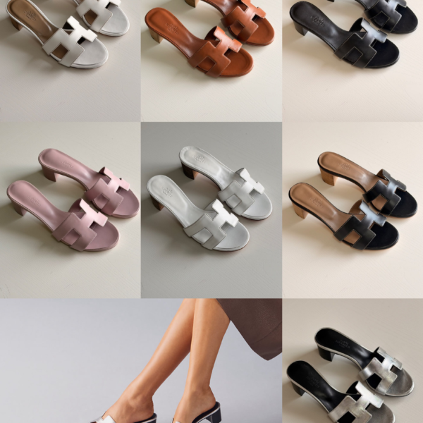 Hermes Oasis Classic Smooth Calfskin Sandals Authentic Hermès Oasis classic smooth calfskin sandals featuring the iconic H cutout strap and a stable 5cm block heel.