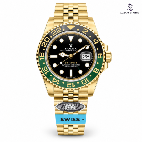 Rolex GMT-Master II Green Bezel Gold Jubilee Rolex GMT-Master II Green Bezel Gold Jubilee black dial luxury watch
