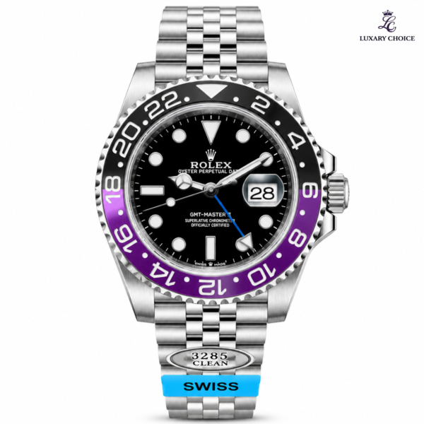 Rolex GMT-Master II Purple & Black Bezel Jubilee with black dial