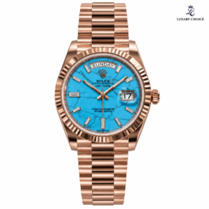 Rolex Day-Date 36 Everose Gold Turquoise Diamond Dial President watch