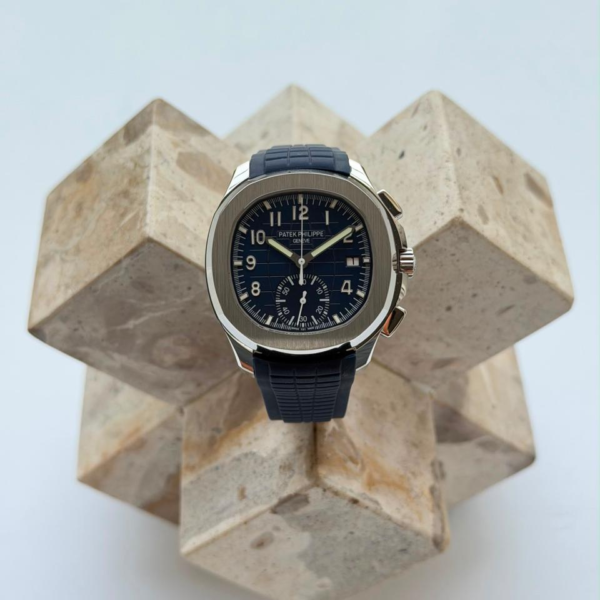 Patek Philippe Aquanaut Chronograph 5968G Midnight Blue luxury sports watch with blue strap