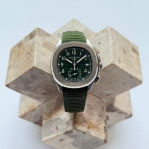 Patek Philippe Aquanaut Chronograph 5968G Khaki Green luxury sports watch with green strap