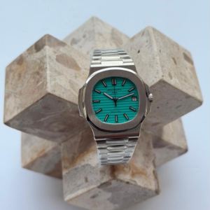 Patek Philippe Nautilus 5711 Tiffany Blue luxury steel watch with turquoise blue dial