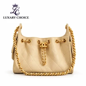 Chanel 25 Mini Beige Quilted Hobo Bag