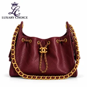 Chanel 25 Mini Burgundy Quilted Hobo Bag with Gold Hardware