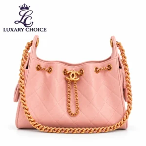 Chanel 25 Mini Pink Quilted Hobo Bag with Gold Hardware