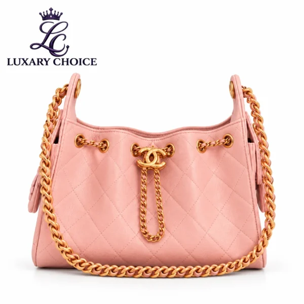 Chanel 25 Mini Pink Quilted Hobo Bag with Gold Hardware