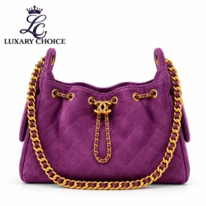 Chanel 25 Mini Purple Suede Hobo Bag with Gold Hardware