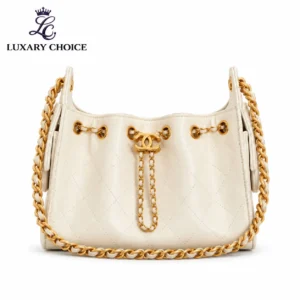 Chanel 25 Mini White Quilted Caviar Leather Hobo Bag