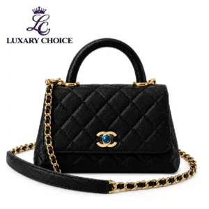 Chanel Coco Handle Mini Black Quilted Bag with Gold Hardware
