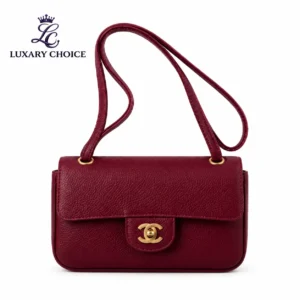 Chanel Coco Preppy Mini Clutch Burgundy Leather Bag