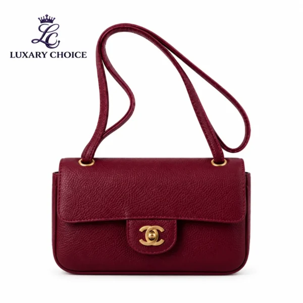 Chanel Coco Preppy Mini Clutch Burgundy Leather Bag