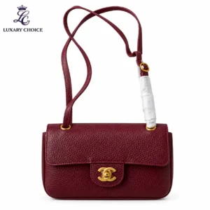 Chanel Coco Preppy Mini Clutch Burgundy Leather Bag