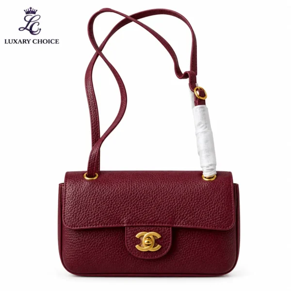 Chanel Coco Preppy Mini Clutch Burgundy Leather Bag Chanel Coco Preppy Mini Clutch Burgundy Leather Bag