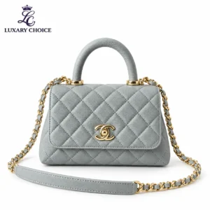 Chanel Small Coco Handle Light Blue Caviar Quilted Flap Bag