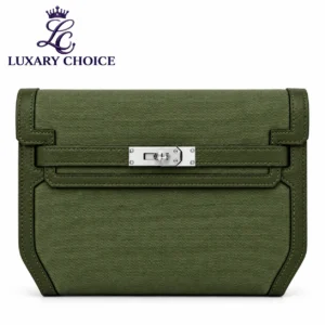 Hermès Kelly Dépêches 25 Dark Olive Green Pouch