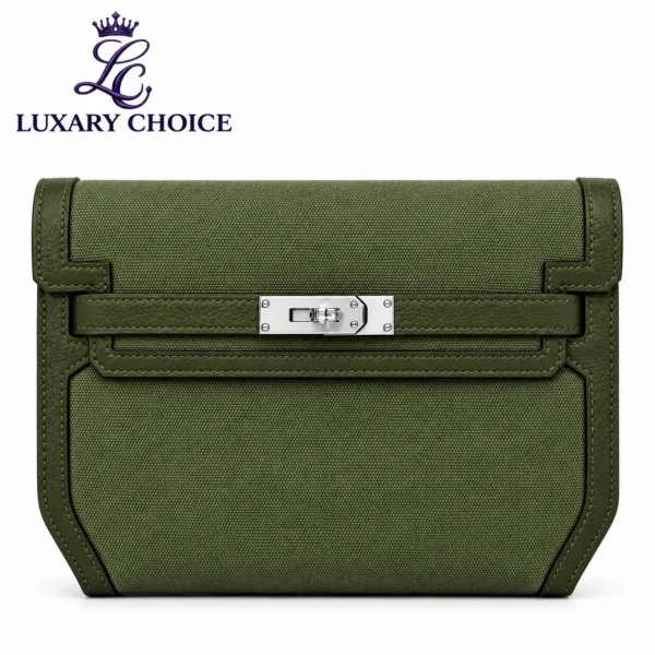 Hermès Kelly Dépêches 25 Dark Olive Green Pouch