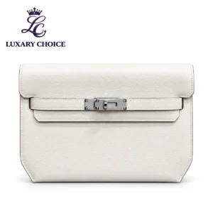 Hermès Kelly Dépêches 25 Ivory White Leather Pouch