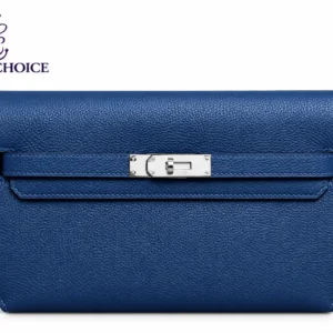Hermes Kelly Dépêches 25 Pouch in Bleu Saphir - Palladium Hardware