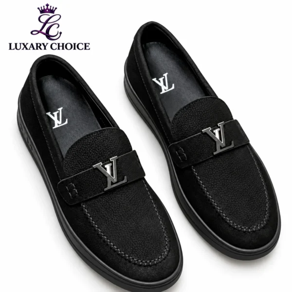 Louis Vuitton Black Suede LV Initials Loafer Shoes