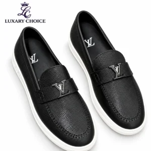 Louis Vuitton Grain Leather LV Initials Loafer Sneakers – Black Master Copy