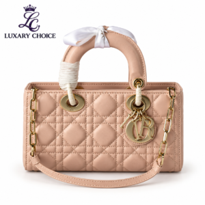 Mini Lady Dior Blush Pink Handbag with Gold Hardware