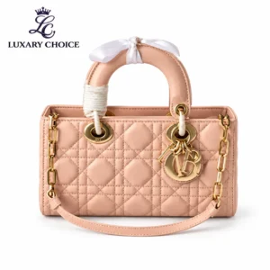 Mini Lady Dior Blush Pink Handbag with Gold Hardware